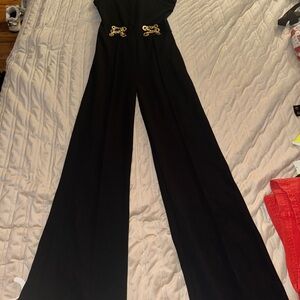 Fashion Nova Black Jumpsuit with Gold Chain Details